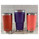 Set of 3 Yeti Tumblers - 20oz and 30oz Mixed Sizes
