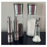 Stainless Steel Salt, Pepper, and Spice Mill Set with Bunny Head Glass Shaker
