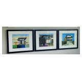 Set of 3 Modern Architecture Prints with Black Frames