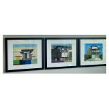 Set of 3 Modern Architecture Prints with Black Frames