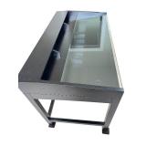 Crate and Barrel Display Desk with Glass Top and Storage