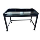 Crate and Barrel Display Desk with Glass Top and Storage