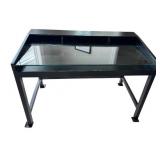 Crate and Barrel Display Desk with Glass Top and Storage