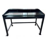 Crate and Barrel Display Desk with Glass Top and Storage