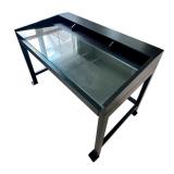 Crate and Barrel Display Desk with Glass Top and Storage