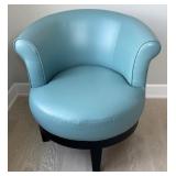 Blue Faux Leather Accent Chair
