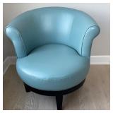 Blue Faux Leather Accent Chair