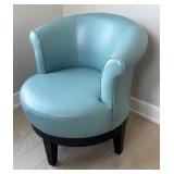 Blue Faux Leather Accent Chair