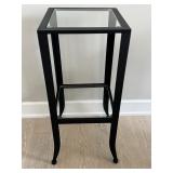Tall Black Metal and Glass Display Stand / Accent Table