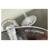 Pair of Wedgwood Crystal Candle Holders with Gold Rim, 8 Inches Tall