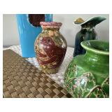 Set of 4 Small Ceramic Vases and Woven Placemats