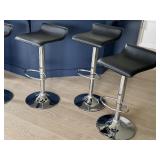 Set of 4 Adjustable Faux Leather Bar Stools with Chrome Base