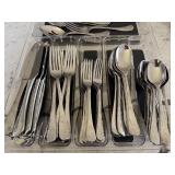Large Ginkgo Stainless Steel Flatware Set - Hammered Finish