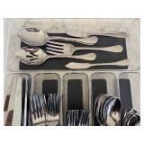 Large Ginkgo Stainless Steel Flatware Set - Hammered Finish