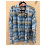 Tommy Bahama Island Zone Blue Plaid Long Sleeve Button Shirt