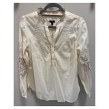 Talbots Petite Small Embroidered Long Sleeve Blouse
