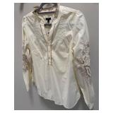 Talbots Petite Small Embroidered Long Sleeve Blouse