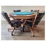 3-in-1 Octagonal Game Table with 4 Rolling Chairs