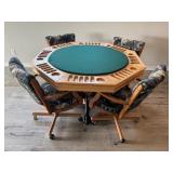 3-in-1 Octagonal Game Table with 4 Rolling Chairs