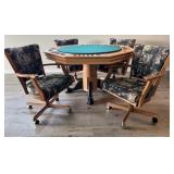 3-in-1 Octagonal Game Table with 4 Rolling Chairs