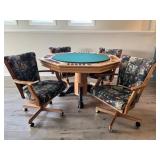 3-in-1 Octagonal Game Table with 4 Rolling Chairs