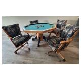 3-in-1 Octagonal Game Table with 4 Rolling Chairs