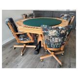 3-in-1 Octagonal Game Table with 4 Rolling Chairs