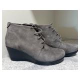 Dansko Gray Suede Wedge Boots, Size 40