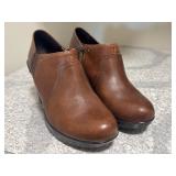 Pair of Gently Used Brown Leather Wedge Dansko Shoes, Size 40