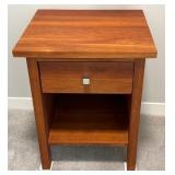 Wooden Nightstand with Drawer and Shelf