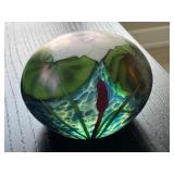 Orient and Flume Hand Blown Art Glass Paperweight Signed Alexander