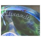 Orient and Flume Hand Blown Art Glass Paperweight Signed Alexander