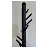 66-Inch Black Metal Coat Rack with Multiple Hooks