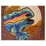 Barcelona Artisan Terracotta Tile Art Lizard Motif