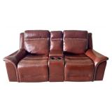 Graham Leather Power Reclining Loveseat in Chestnut Brown