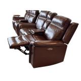 Graham Leather Power Reclining Loveseat in Chestnut Brown