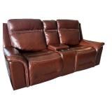 Graham Leather Power Reclining Loveseat in Chestnut Brown
