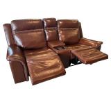 Graham Leather Power Reclining Loveseat in Chestnut Brown