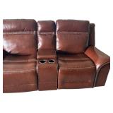 Graham Leather Power Reclining Loveseat in Chestnut Brown
