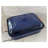 Le Creuset 4.5 Qt Blue Stoneware Covered Baker
