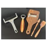 K - Cheese Serving Set with Large Yellow Platter, Tools, Hot Pad, and Tableware