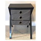 G - Metal Accent Table with 3 Gray Fabric Drawers