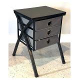 G - Metal Accent Table with 3 Gray Fabric Drawers