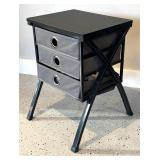 G - Metal Accent Table with 3 Gray Fabric Drawers