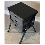 G - Metal Accent Table with 3 Gray Fabric Drawers