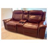 Graham Leather Power Reclining Loveseat with Console