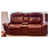 Graham Leather Power Reclining Loveseat with Console