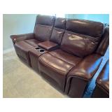 Graham Leather Power Reclining Loveseat with Console