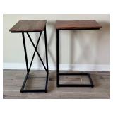 LL - Pair of Metal and Wood C-Shape Side Tables