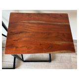 LL - Pair of Metal and Wood C-Shape Side Tables